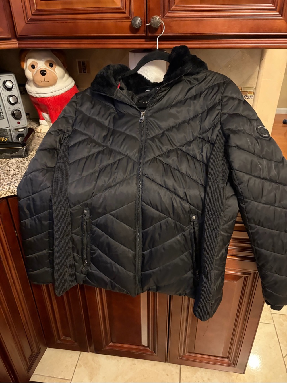 Nautica Women's Black Quilted Puffer Jacket with Hood